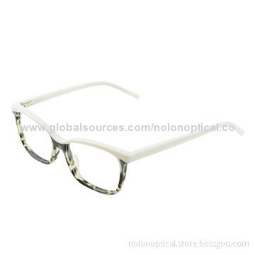 Fashionable Acetate Optical Frame in White Marble, Customized Logos Welcomed